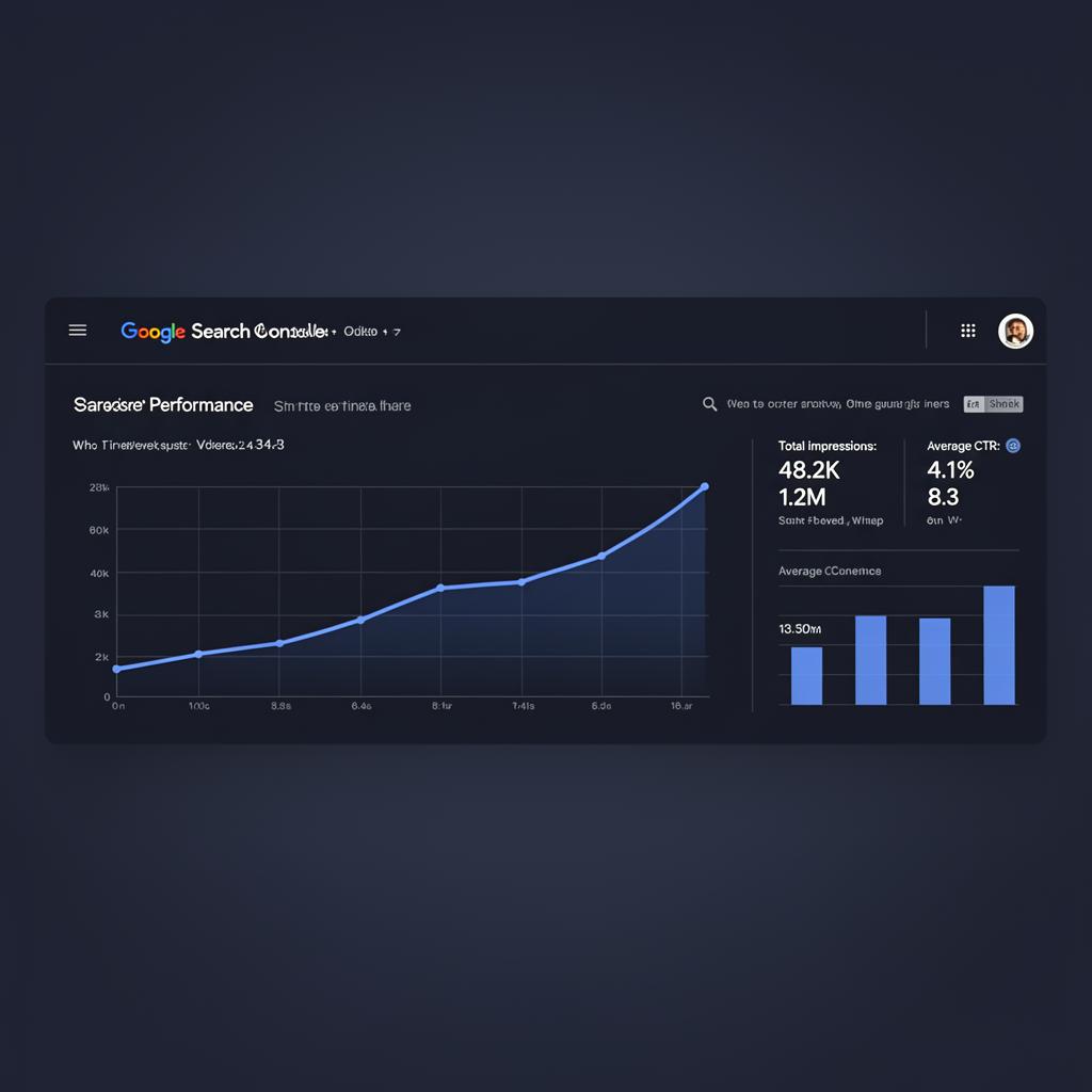 Google Search Console screenshot showing +1.2M Impressions